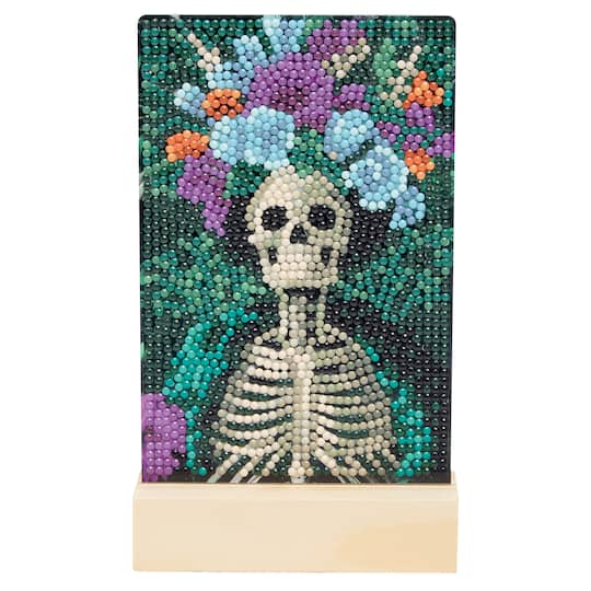 4" x 6" Floral Skeleton Acrylic Surface Diamond Art Kit with Wood Stand by Make Market®